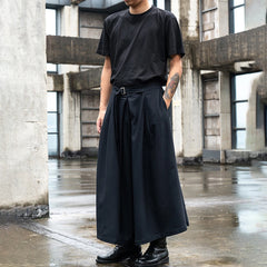 Threebooy Japan Streetwear Fashion Loose Casual Wide Leg Pant Men Punk Hip Hop Gothic Skirt Pants Black Harem Trousers Genderless Clothes