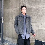 Threebooy Men's Clothing 2024 Spring Autumn Loose Lapel Short Style Coat Korean Streetwear Single Breasted Wool Jackets For Male