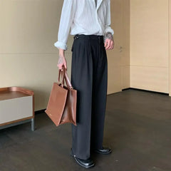 Threebooy  Men Suits Pants Wide Leg Black Pleated Baggy Summer 2024 Fashion Stylish Trousers for Men Korean Style Clothes Classic New in Up