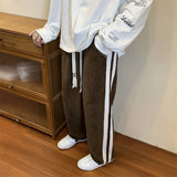 Threebooy Brown Sweatpants Men Casual Corduroy Pants Spring Autumn Korean Fashion Baggy Trousers Vintage Trend Streetwear Y2K Male Clothes