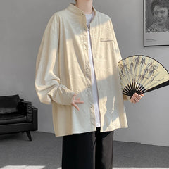 Threebooy Spring Summer Printed Long Sleeve Shirts Man Casual Oversize Blouse Fashion Male Cardigan Korean Clothing Plus Size 5XL-M