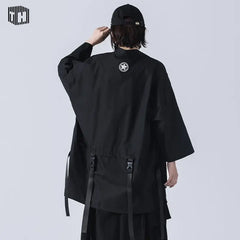 Threebooy Techwear T-shirt Punk Gothic Clothes Goth Clothes Summer Short Sleeve T-shirts Coat Japanese Style Streetwear Hip Hop