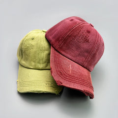 Threebooy  Korean Retro Broken Style Baseball Hat New Men Women Gradient Sunshade Distress Breathable Street Versatile Fashion Snapback Cap