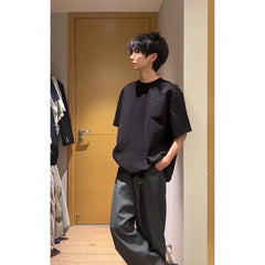 Threebooy Men's Summer Thorn Embroidery Round Neck Short Sleeve American High Street Half Sleeve Regular Shoulder T-Shirt
