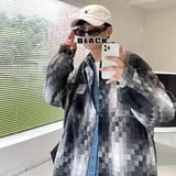 Threebooy Short Woolen Coat Men Warm Retro Thickened Woolen Jacket Men Streetwear Korean Loose Thick Plaid Woolen Coat Mens Jackets M-2XL