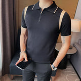 Threebooy Summer New Men's Knitting Short-sleeved Polo Shirt Ice Silk Breathable Business Fashion Tees Male Brand Clothes S-4XL