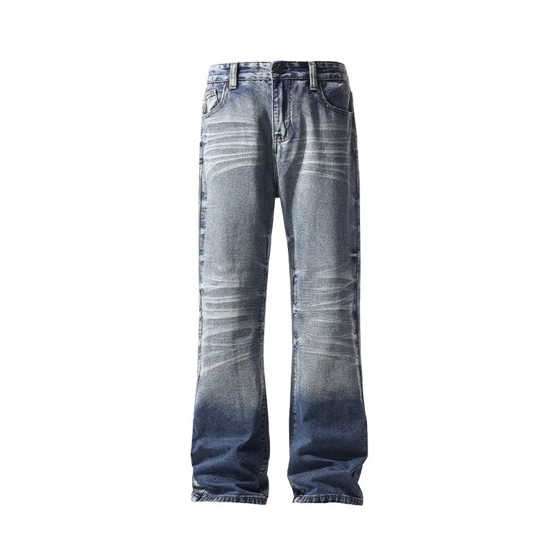 Threebooy Mens Straight Leg Jeans Business Casual Vintage Blue Denim Pants for Middle Aged Man Classic Fit man trousers