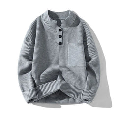 Threebooy  Autumn and Spring New Style Pure Color Thickened Warm Round Neck Knit Sweater Men's Loose Sports Plus Size High Quality Sweater