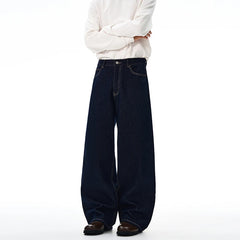 Threebooy Non-fading Original Color Jeans Men's High Quality Loose Straight Denim Pants Classic American Retro Wide Leg Autumn Trousers
