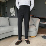 Threebooy Spring New Men's Suit Pants Fashion Business Casual Slim Dress Pants Men's Street Wear Social Formal Pantalon Clothing 36