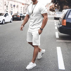 Threebooy  Men's Tracksuit Casual Cotton Short-sleeved T-Shirt Shorts 2-piece Suit 2025 Summer Sportswear Loose Men's Clothing Suit