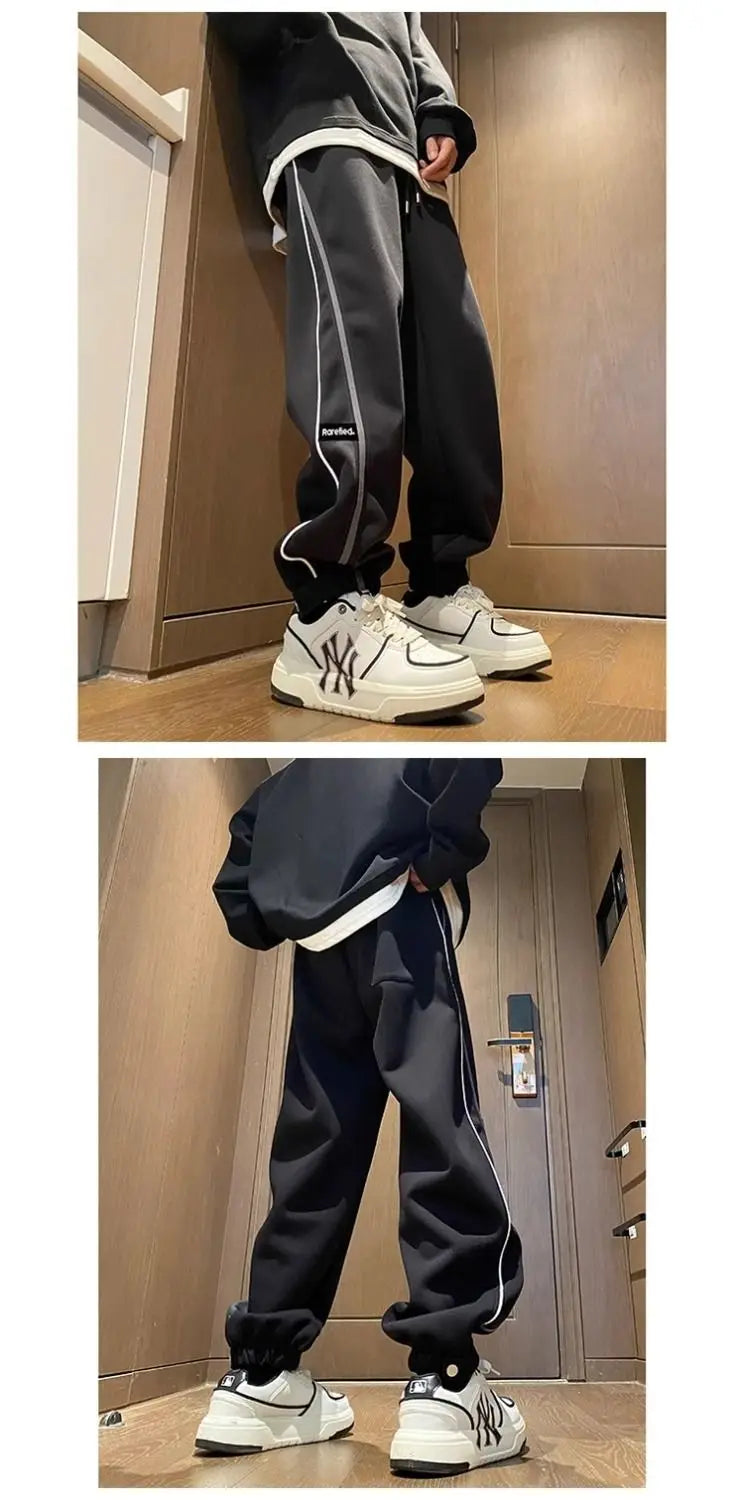 Threebooy Hong Kong Style Street Pants Spring and Autumn Style Personalized Spliced Trousers Youth Trendy College Style Versatile Trousers