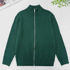 Threebooy  New Korean Fashion Men Cardigan Jacket Light Luxury Trendy Turtleneck Knit Zip-up Long Sleeve Sweater Coat High Quality Knitwear