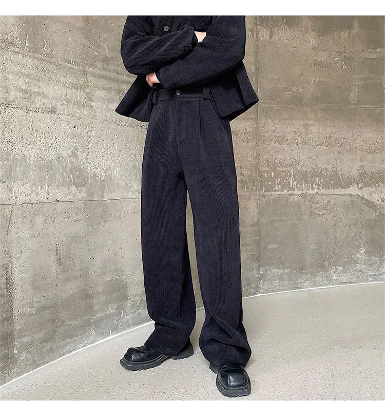 Threebooy Men's Daily Blazer & Wide Leg Pants 2-Piece Set