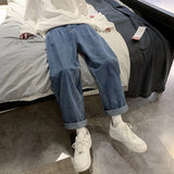 Threebooy Wide Leg Jeans Men Oversized Fashion Casual Blue Straight Jeans Men Streetwear Hip-hop Loose Vintage Jeans Mens Denim Trousers