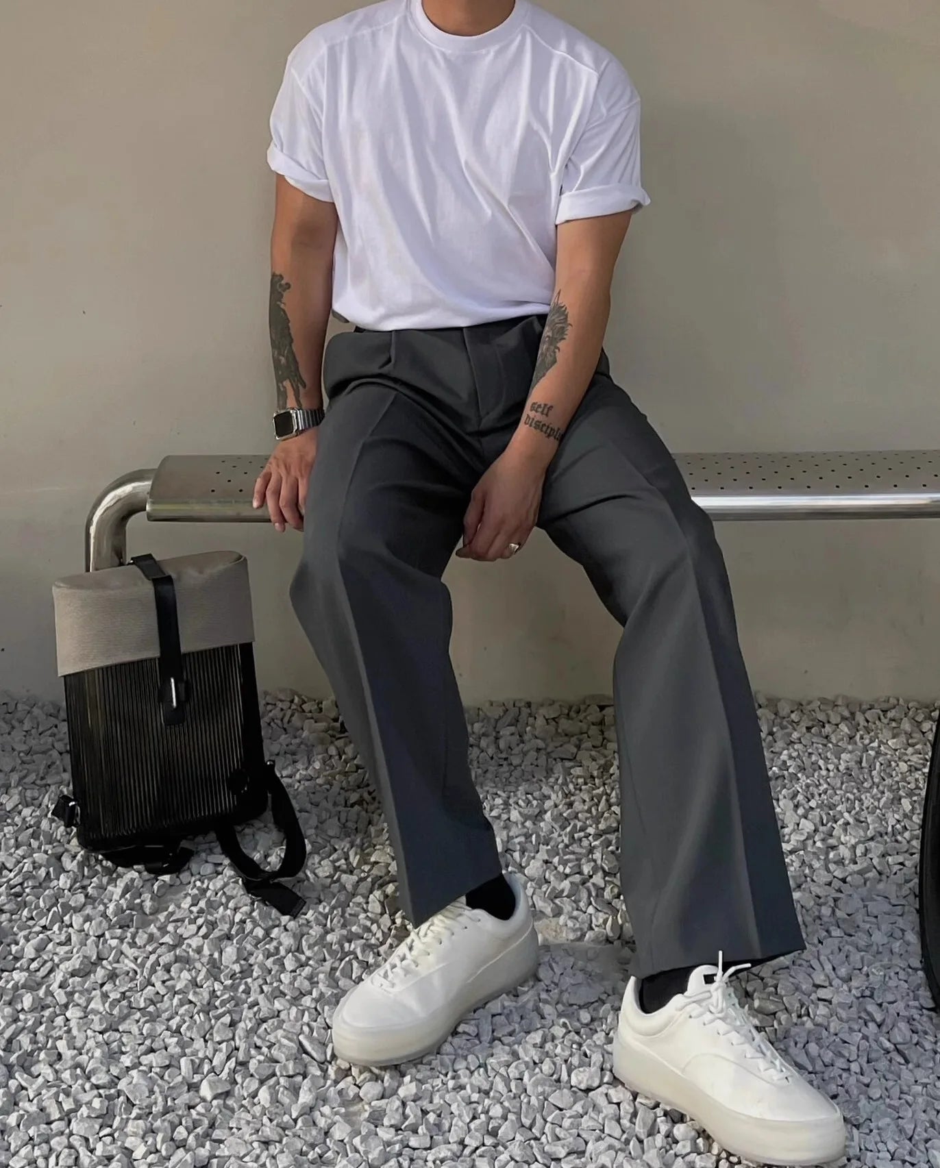Threebooy Gray Suit Pants Men Fashion Business Society Mens Dress Pants Korean Loose Straight Pants Mens Office Formal Trousers M-2XL