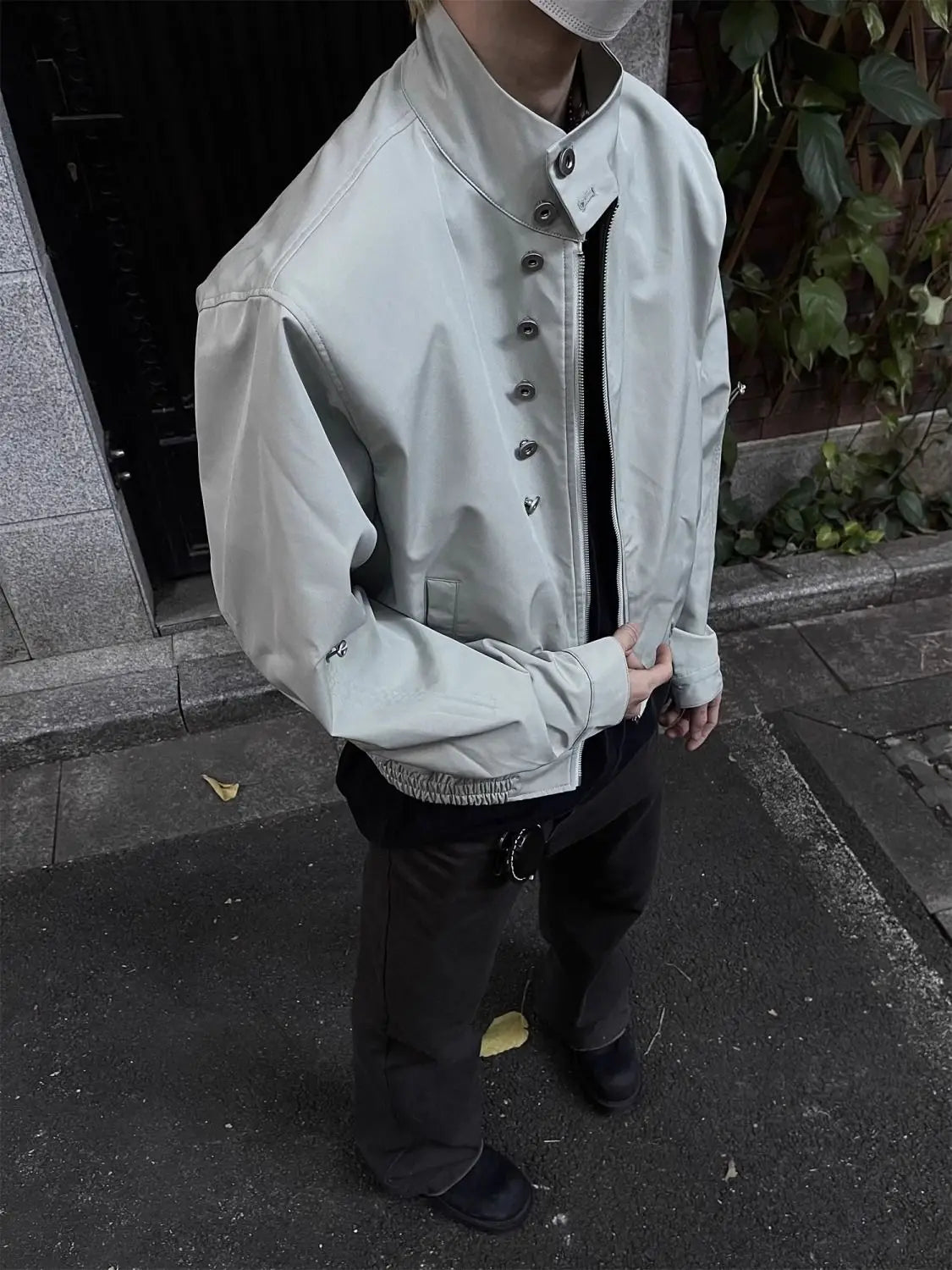 Threebooy American Retro Multi-button Stand Collar Design Jacket Men Korean Hip Hop Coat High Street Hip-hop Solid Color Classic Jacket