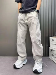 Threebooy Solid Color Baggy Straight Cargo Pants for Men Spring Summer New in Emo Techwear Fashion Cheap High Quality Casual Trousers Man