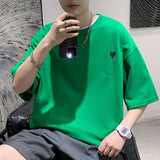 Threebooy Korean Style Summer Men's Short Sleeved Fashion T-shirt Loose Top Printing Cotton Clothes Tshirts Round Neck T Shirts M-2XL