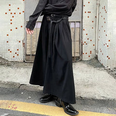 Threebooy Mens Dark Knight Style Japanese Genderless Culottes New Necessities Couple Mid-Length Retro Loose Casual Solid Color Culottes