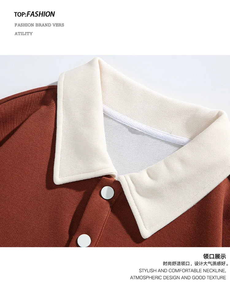 Threebooy 2025 Men Sweatshirts Stand Collar Oversize Splice Pullover Harajuku Unisex Streetwear Autumn Casual Hoodies