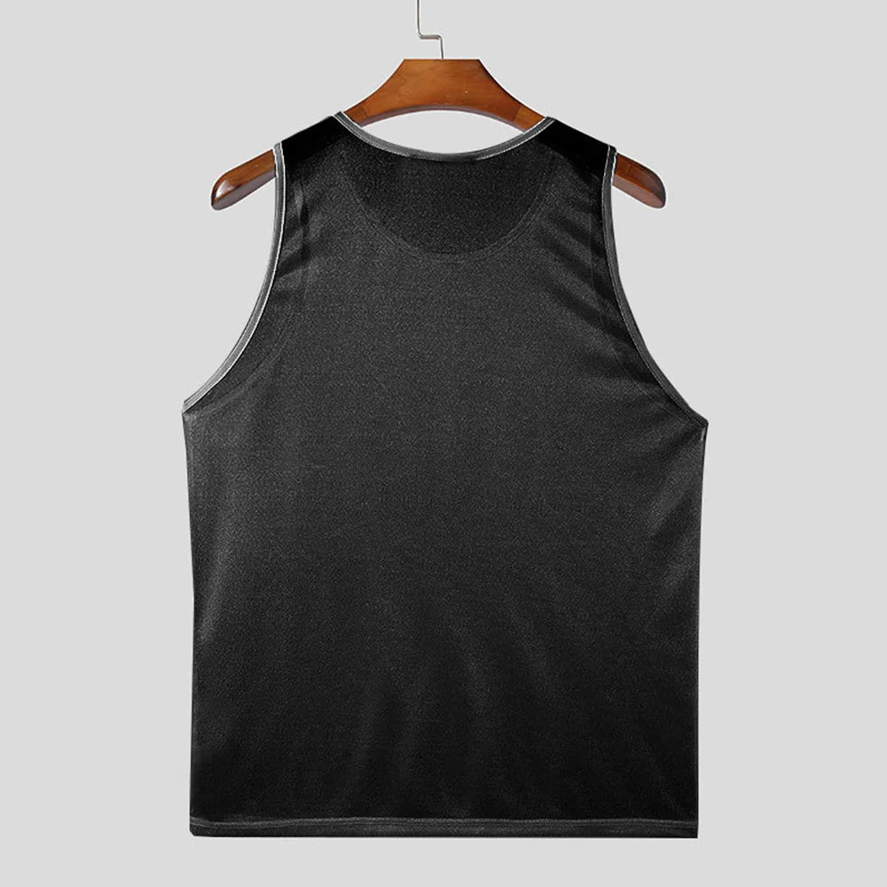 Threebooy Mens Vest Mesh See-Through Sexy Casual Jogging Tank Top Light Breathable Gym Fitness Sports Vest Men'S Clothing 2024 Summer New