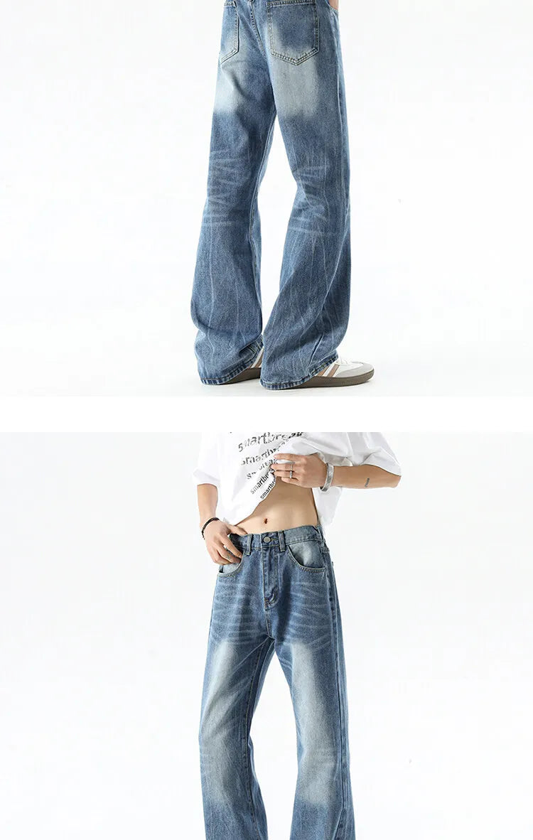 Threebooy Wide leg jeans Men 2025 Autumn trend Casual Pantsbell-bottoms unisex washed Jeans Skinny Work Trousers Male Jeans Men Clothing