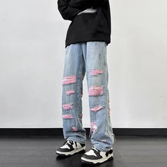Threebooy Luxury Men's Jeans Man Pants for Mens Korean Popular Clothes Vintage Clothing Streetwear Trousers Work Wear Hip Hop Baggy 2024