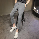 Threebooy  New Brand Pants Men Pleated Pants Korean Fashion Ankle Length Streetwear Casual Pants Male Suit Stripe Trousers 28-38