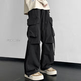 Threebooy Men Cargo Pants Ribbon Hip Hop Jogging Pants Male Casual Streetwear Harem Trousers Pockets New Elastic Waist Woman Sweatpants