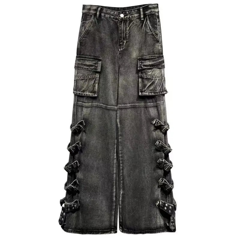 Threebooy  Spring and Autumn Hip Hop High Street Personalized Work Clothes Jeans for Couples Loose Retro Harajuku Casual Wide Leg Pants y2k