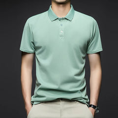 Threebooy  New Arrival Men's Fashion Solid Short Sleeve Polo Shirt Summer Breathable Comfortable Turn Down Collar Tops