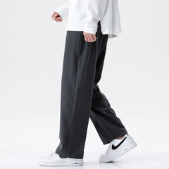 Threebooy  Ice Silk Men's Pants Summer Solid Color Thin Business Casual Trousers Outdoor All Match Breathable Straight Leg Sweatpants 5XL