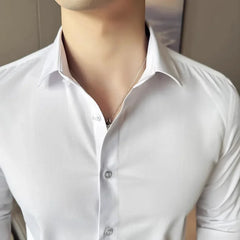 Threebooy  Men's Dress Shirts Solid Long Sleeve Stretch Wrinkle-Free Formal Shirt Business Casual Button Down Shirt