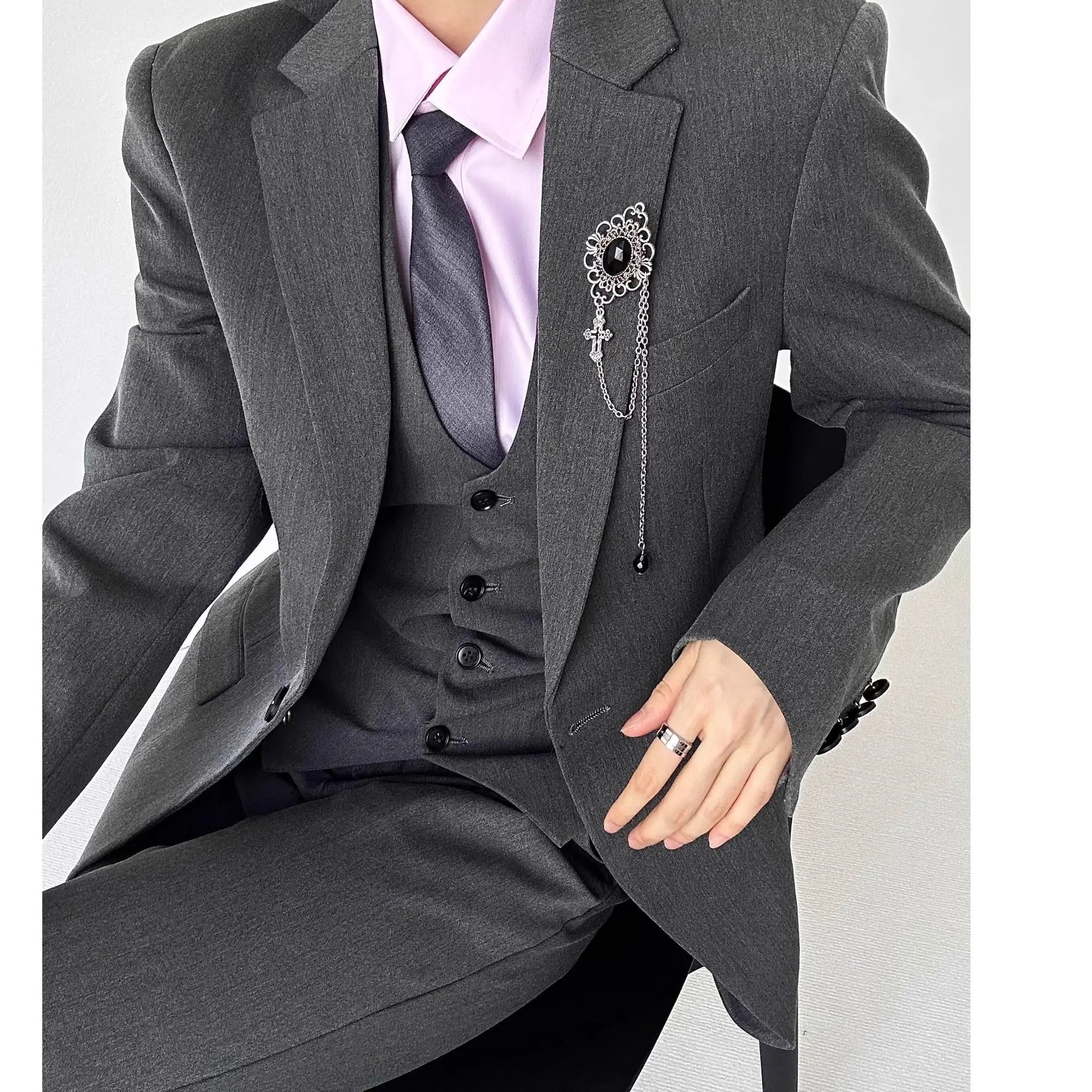 Threebooy High-end Black Gray Suit Vest Fashion Men Women Same Neutral Style Slim Business Casual Blazer Vest Urban Streetwear