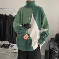 Threebooy Turtleneck Sweater Men Winter Warm Thickened Sweaters Loose Pullovers Knitted Men's Sweater Jumper New