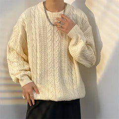 Threebooy Knitwear Wool Knitted Sweater Men O Neck Knitted Long Sleeve Mens Oversized Pullover Basic Solid Color Casual Fashion Men's Tops