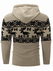 Threebooy  Christmas Elk Pattern Embroidery Men Winter Fall Hoodies Long Sleeve Y2K Warm Fashion Jacquard Hooded Sweatershirt for Me