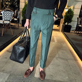 Threebooy Men Spring Business Formal Pants Solid Casual Korean Slim Fit Suit Pants Mens Wedding Social Trousers Plus Size 29-36