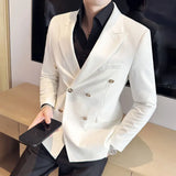 Threebooy Spring Business Casual Suit Blazer Coat Uniform Men Streetwear Suit Jacket Outerwear Clothing Men Double Breasted Blazer S-3XL