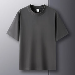 Threebooy  100% pure cotton summer high-end brand men's short sleeve round neck fashionable style half sleeved top breathable T-shirt