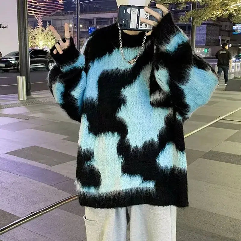 Threebooy Sweater With Stripe Korean Fashion Men Men's Clothes Winter Trend Knit Harajuku Hip Hop Women's Oversize Print Clothing Sweaters