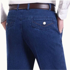 Threebooy  Winter Fashion Washed Distressed Jeans Men's Clothing Plus Fleece Thicken Loose Straight High Waist Baggy Elastic Casual Pants
