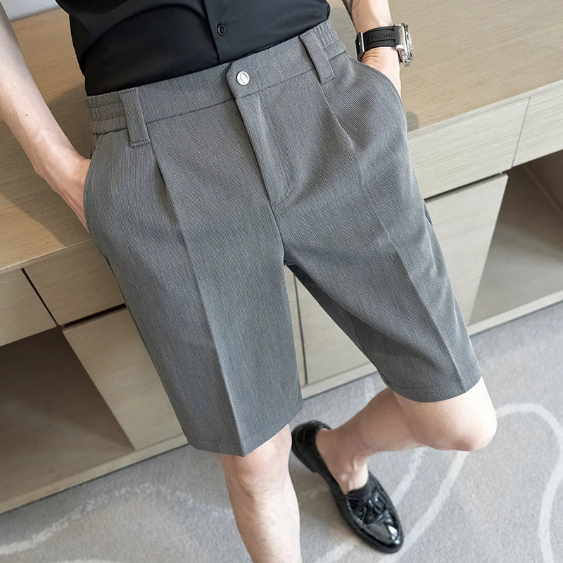 Threebooy British Style Summer Thin Shorts New Men's Naples Business Casual Short Pants Fashion Slim Fit Formal Suits Shorts Homme 28-36