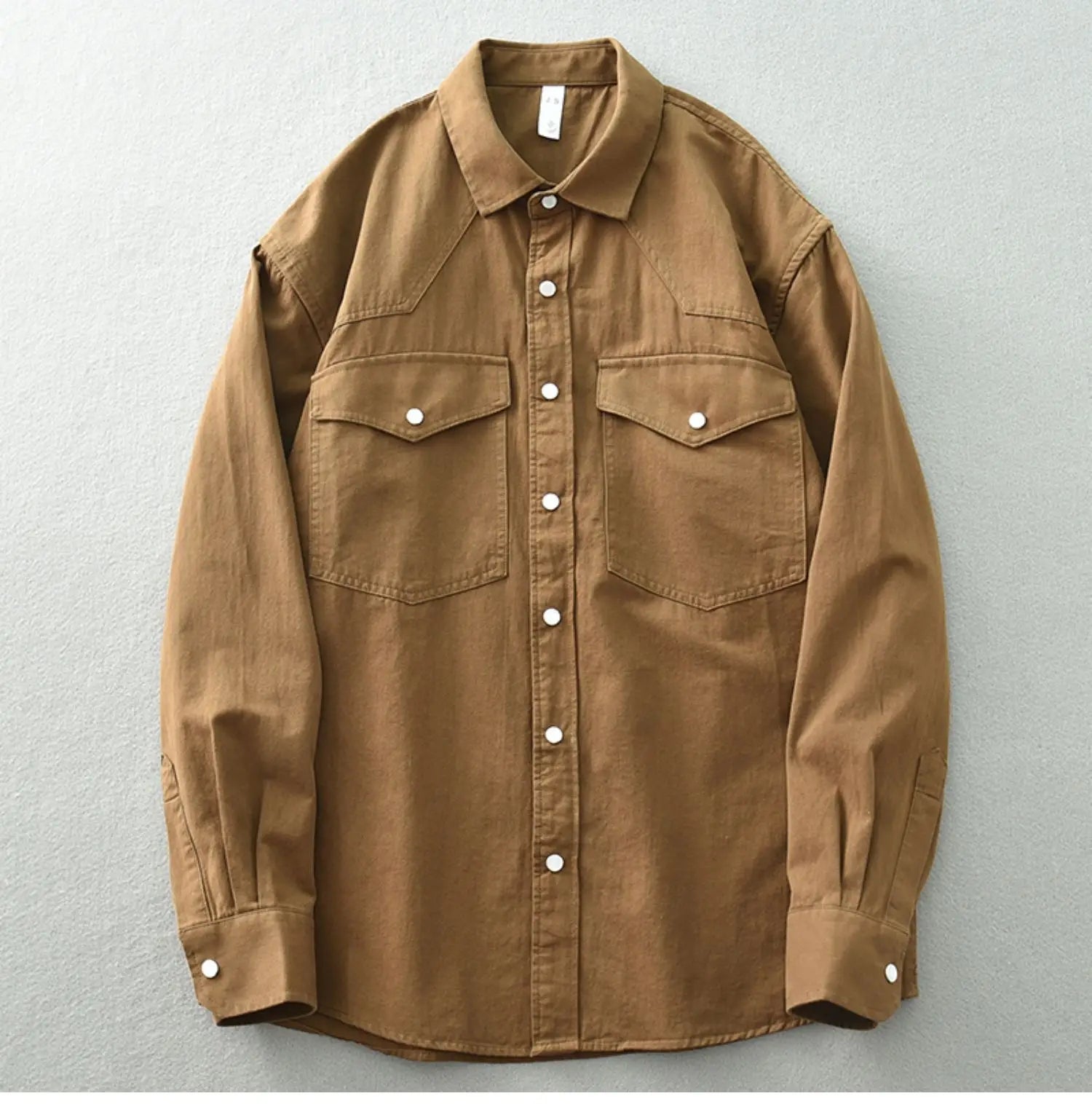 Threebooy Retro Washed Cotton Men's Shirts Spring Long Sleeve American Casual Blouses for Fashion Youth Man Work Wear Daily Tops