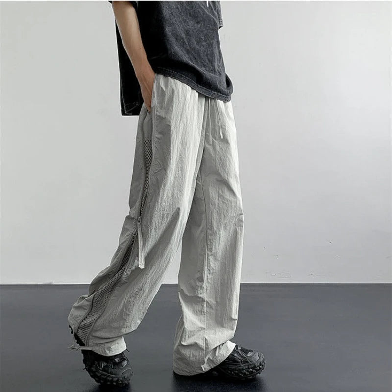 Threebooy Spring Summer Zipper Breathable Loose Trousers Man Fashion Casual Luxury Baggy Designer Techwear Emo Cheap Cargo Pants for Men