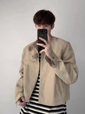 Threebooy Hip Hop Y2k American Retro Cargo Bomber Jacket Spring Autumn Thin Coat Cropped Casual Solid Outerwear Streetwear