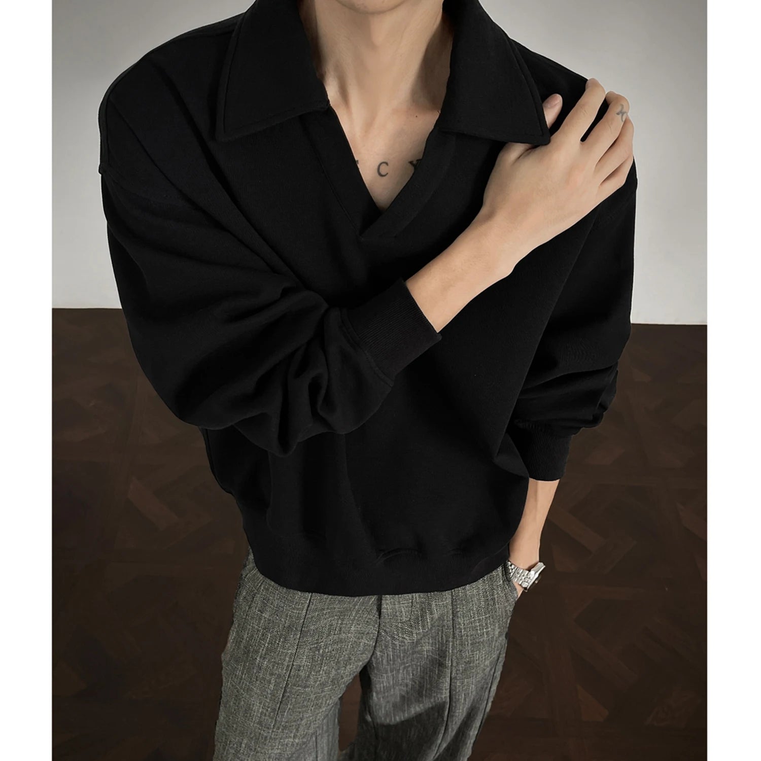Threebooy Long sleeve t Shirt men 2025 Arrival Men Polo Shirt Solid Color Casual Relaxed Fit Collar Tops Autumn Fall Fashion Mens Clothing