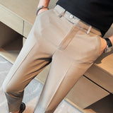 Threebooy Summer High Elastic Suit Trousers for Men Business Dress Pants Casual Slim Office Social Suit Pants Streetwear Costume Homme