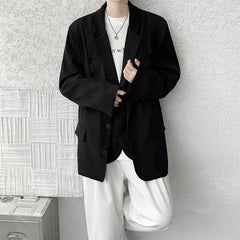 Threebooy 2025 Men Loose New Fashion Blazer Suit Jacket man Casual Double layer collar design Male Blazers Mens Coat Wedding Dress